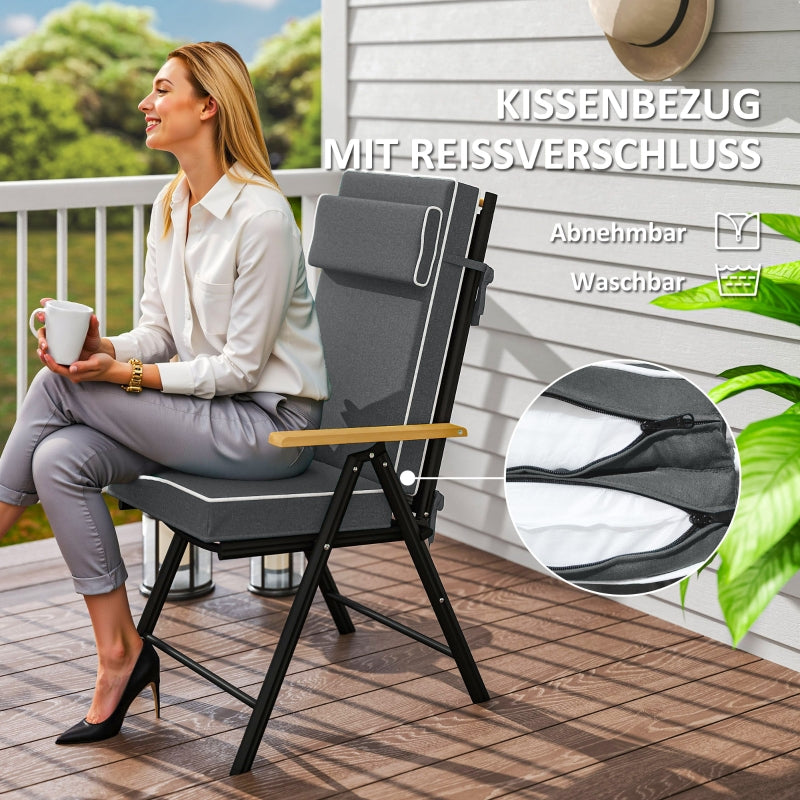 Seat Cushion, Water-Repellent, Headrest, Dark Grey