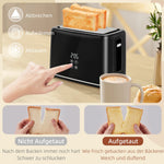 Kettle Toaster Set, 1.5L Kettle 2 Slices Toaster 2200W, Black