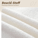 Upholstered Single Bed with USB Charger and Storage Bag, 90x200 cm, Beige Bouclé