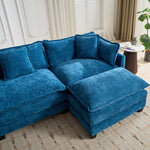 Cloud Sofa Ottoman - Modern Double Layer Upholstered Cushion - Chenille Blue