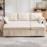Sofa Bed L-Shaped Sleeping Function Storage Cup Holder Upholstered