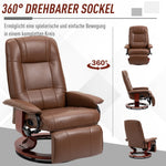 Swivel Recliner Chair, Reclining Footrest Armrests, Faux Leather