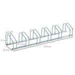 Bicycle Stand, 6 Bikes, Weatherproof, Durable, Steel Silver