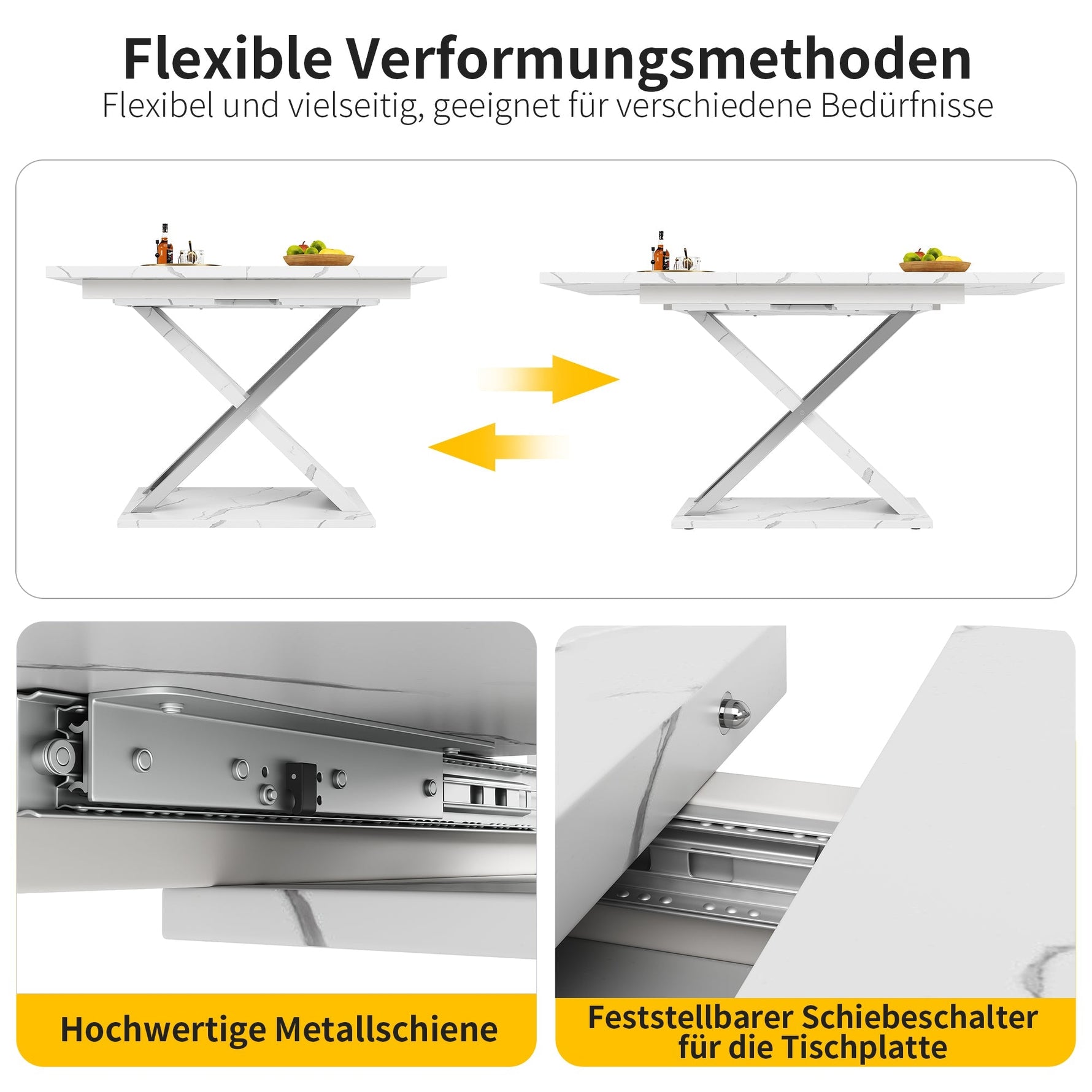 Extendable Dining Table 118-157cm Cross Legs