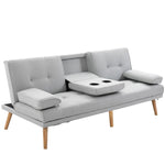 Sleeper Sofa Comfortable 3-Seater Sofa Bed, Light Gray Linen