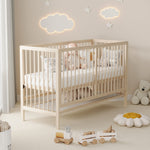 Wooden Baby Bed 140x60cm Multifunctional Convertible Side Bed Desk Height-Adjustable Spruce Natural