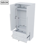 Wardrobe Double Door Drawers Storage 70x40x170cm, White