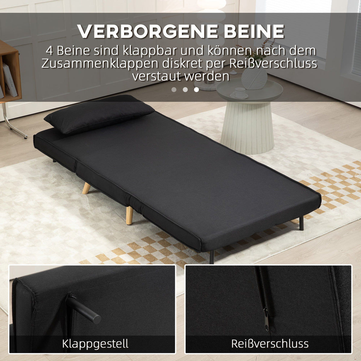 2-in-1 Sleeper Chair Sofa Bed Adjustable Backrest Linen Look