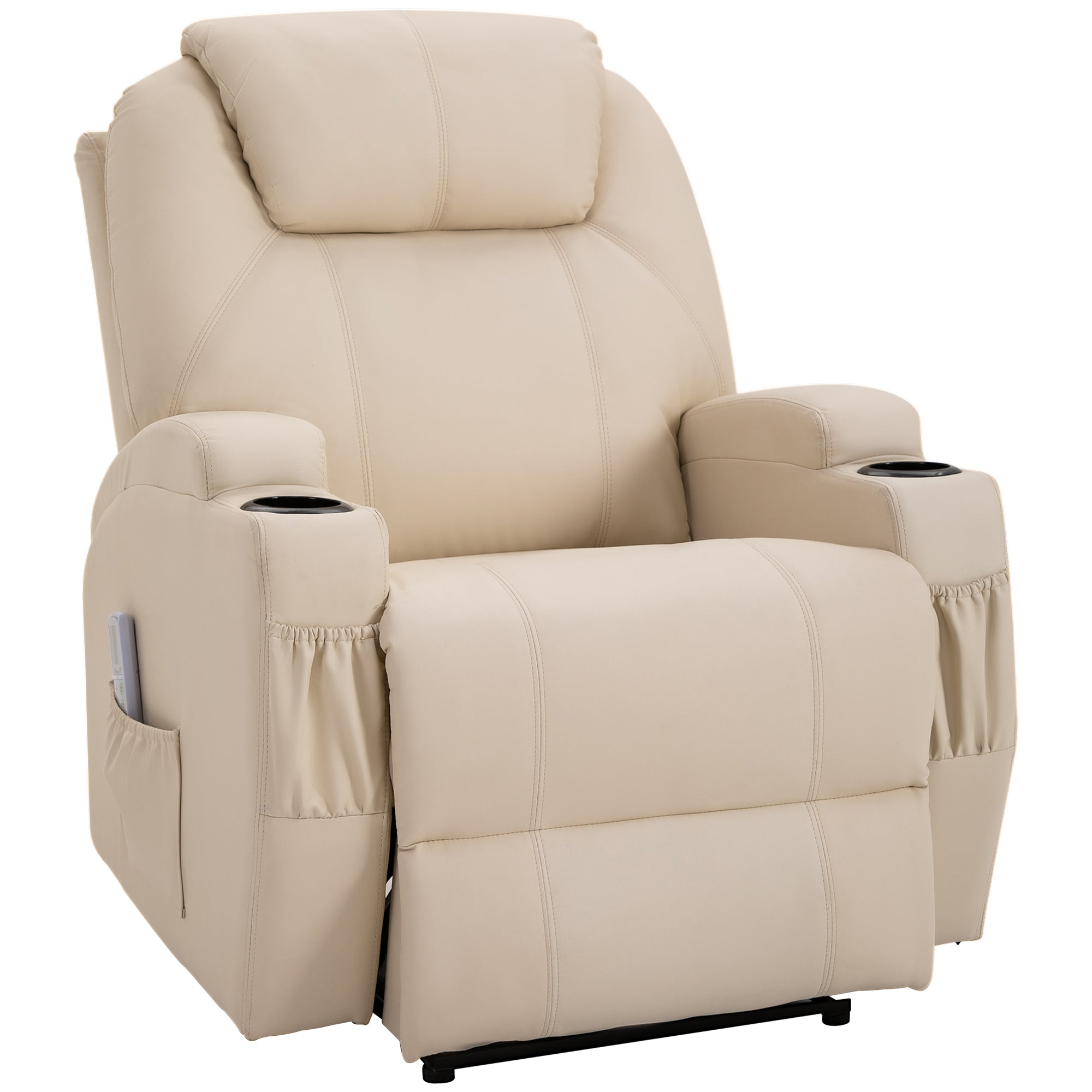 Electric Recliner TV Massage Chair with Reclining Function, Faux Leather Beige