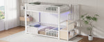 Bunk Bed with Storage Ladder and LED, 90x200cm, White