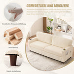 Modern 2-Seater Sofa with USB-C, LED Light, Cupholders, Chenille Beige