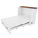Folding Bed 140x200cm with Storage & Socket, White Metal Frame