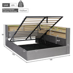 Daybed with Hydraulic Storage, LED, USB and Backrest, Grey Velvet