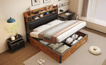 Bed Frame, 180x200, Hydraulic Lift, USB, Upholstered Headboard, Wood & Metal, Black