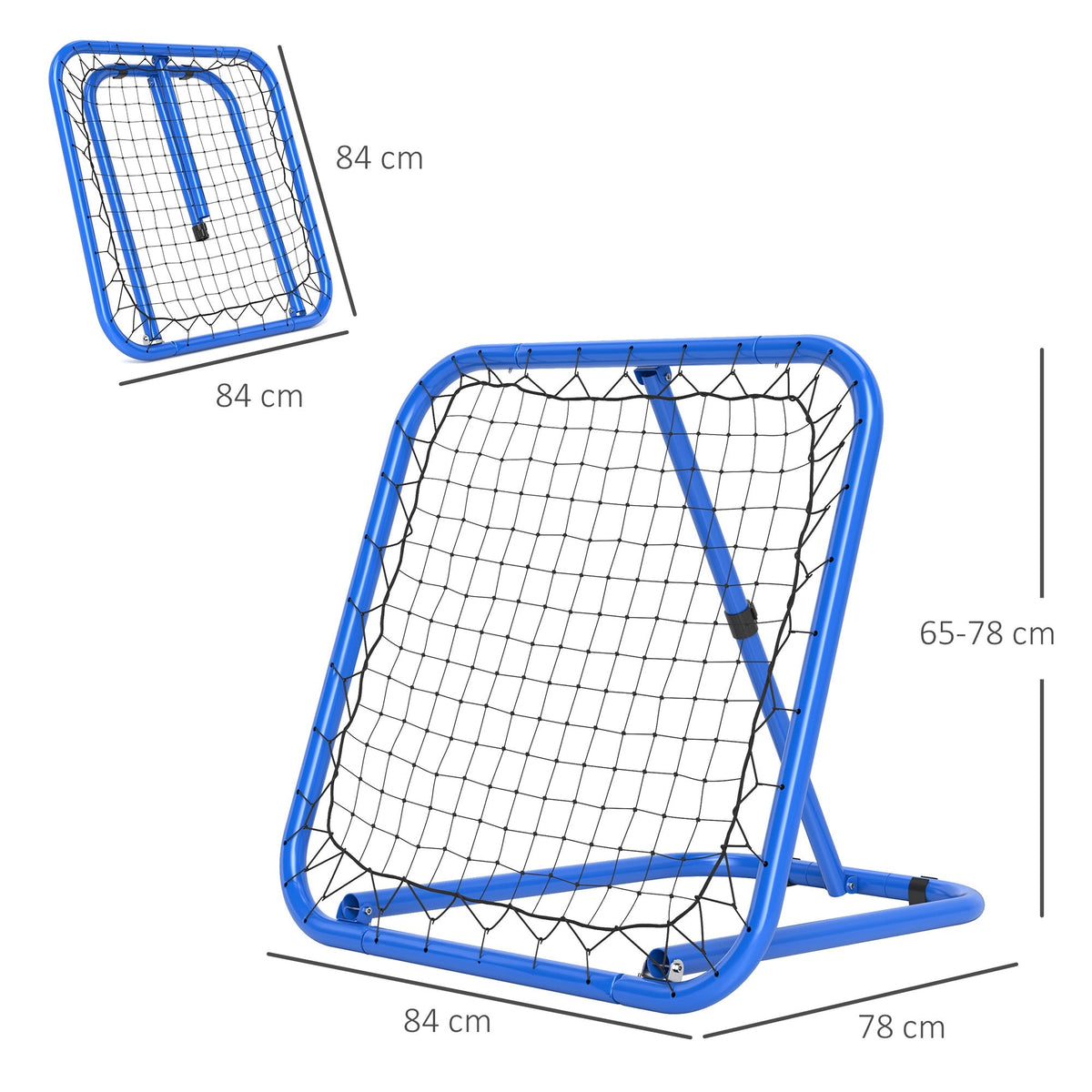Football Rebounder, Foldable Adjustable Goal Kicker, Metal Blue
