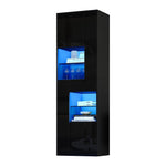 Display Cabinet 55x38x170cm Tall with LED Light, High-Gloss Black