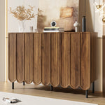 Sideboard - Wave Doors, Handleless, Adjustable Shelves, 120x35x80 cm - Wood