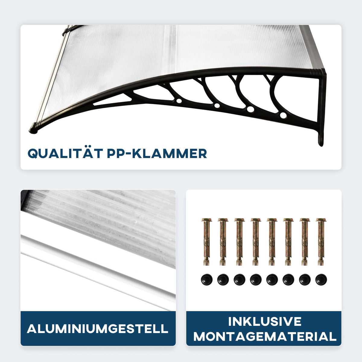 Canopy for Front Door, Pent Arch with UV Protection and Rain Protection, Polycarbonate