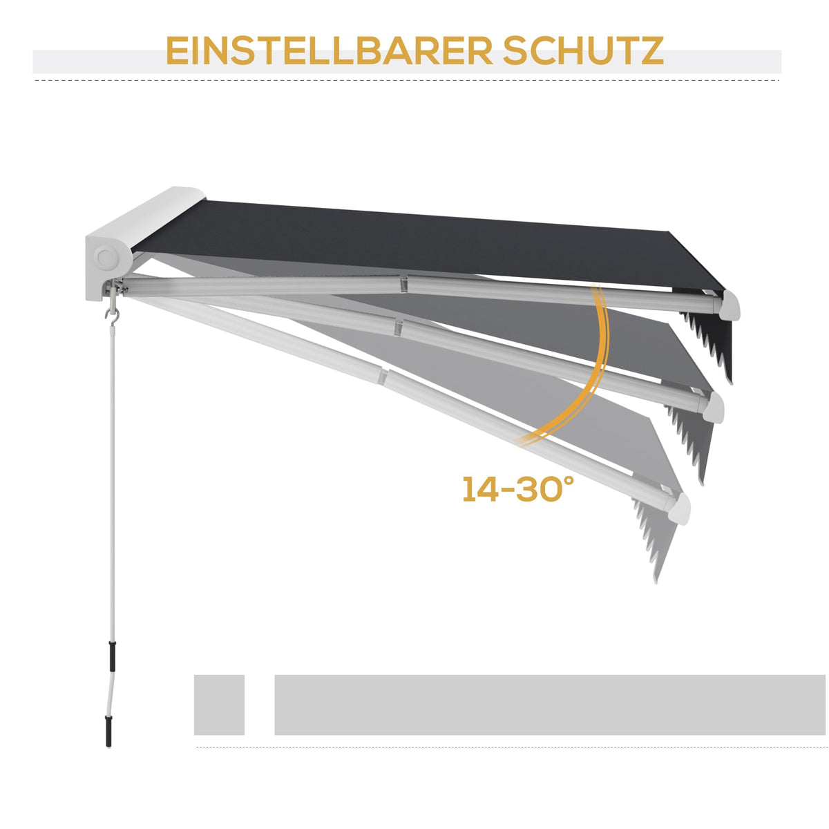 Folding Arm Awning Electric 2.5x2m Hand Crank Remote Control Aluminium Grey