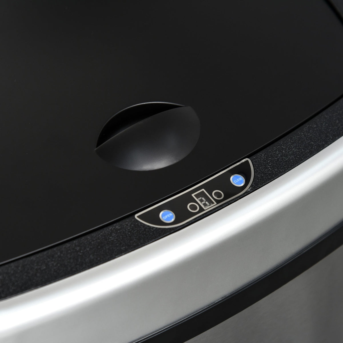 Trash Can 58L Automatic Waste Bin with Infrared Sensor, Stainless Steel Silver