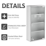 Medicine Cabinet First Aid with Lock 30x12x60cm Stainless Steel