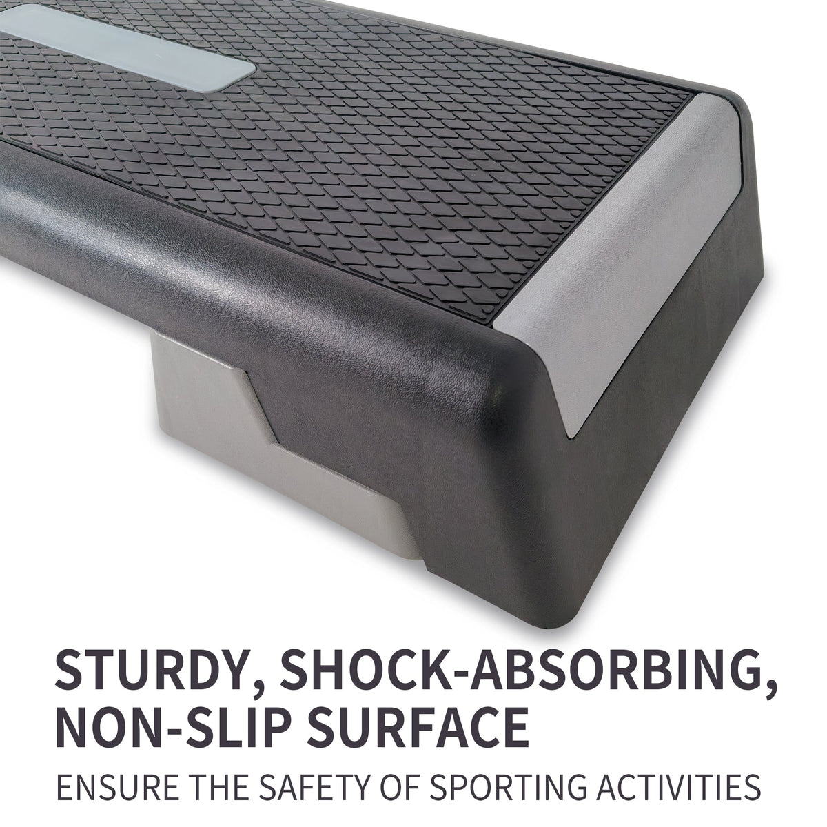 Adjustable Fitness Step Platform for Aerobics and Strength Training, Non-slip, Gray