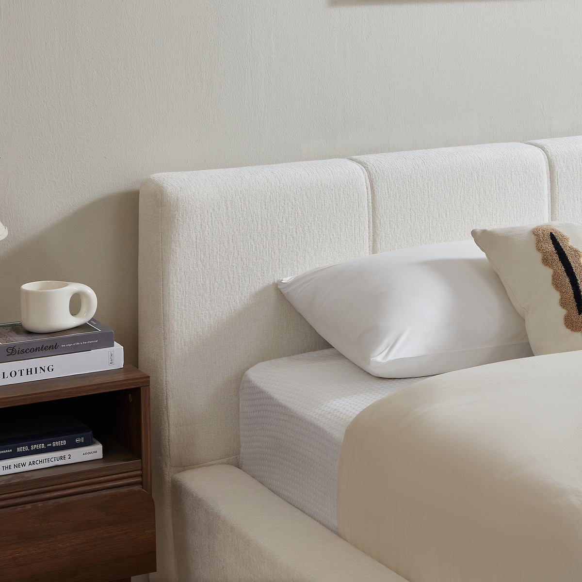 Upholstered Double Bed 180x200cm with Pneumatic Storage, Grey Linen
