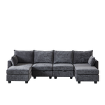 Modular Sofa U-Shaped 6-Seater Chaise Longue Storage Ottoman Chenille