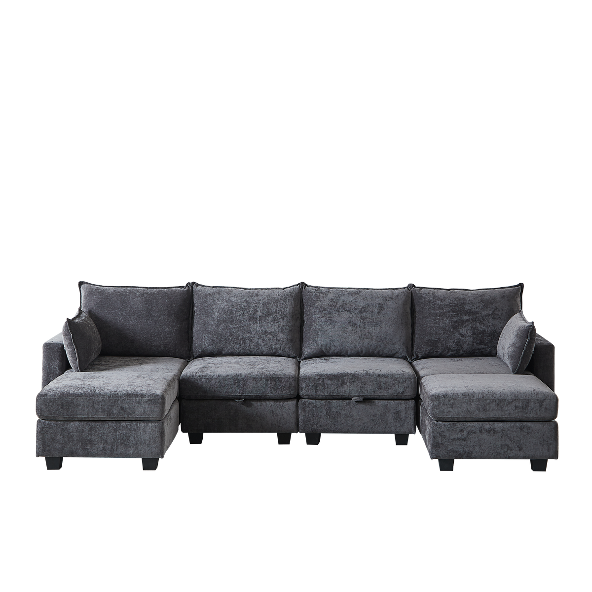 Modular Sofa U-Shaped 6-Seater Chaise Longue Storage Ottoman Chenille