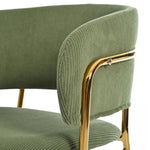 Modern Chairs Set of 6 with Angled Legs and Adjustable Feet, Green Corduroy