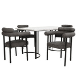 Dining Set (5-Piece) - 4 Armchairs, Designer Metal Legs - Grey Suede
