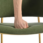 Modern Chairs Set of 6 with Angled Legs and Adjustable Feet, Green Corduroy