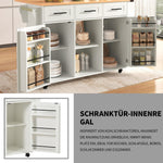 Dining Cart Sideboard 139cm Folding Worktop Storage on Wheels - White/Wood