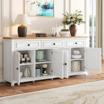 Sideboard Cabinet Buffet Storage Set, 160L x 35W x 76H cm, Modern and Simple White MDF