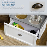 Dog Bowl with Drawer 2x2L Raised Stainless Steel Feeding Station, White