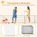 Puppy Playpen, 60cm 16 Sections 2 Doors, Steel