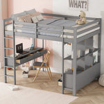 Loft Bed 140x200cm Storage Drawers Under-Bed Desk - Grey