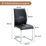 Chairs (Set of 4), Comfortable with Silver Metal Legs, Black PU
