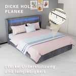 Upholstered Bed 160x200cm with LED Headboard & Storage, Grey