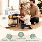 Children's Dishwashing Set with Wooden Dishwasher and 32 Accessories, MDF, Light Blue