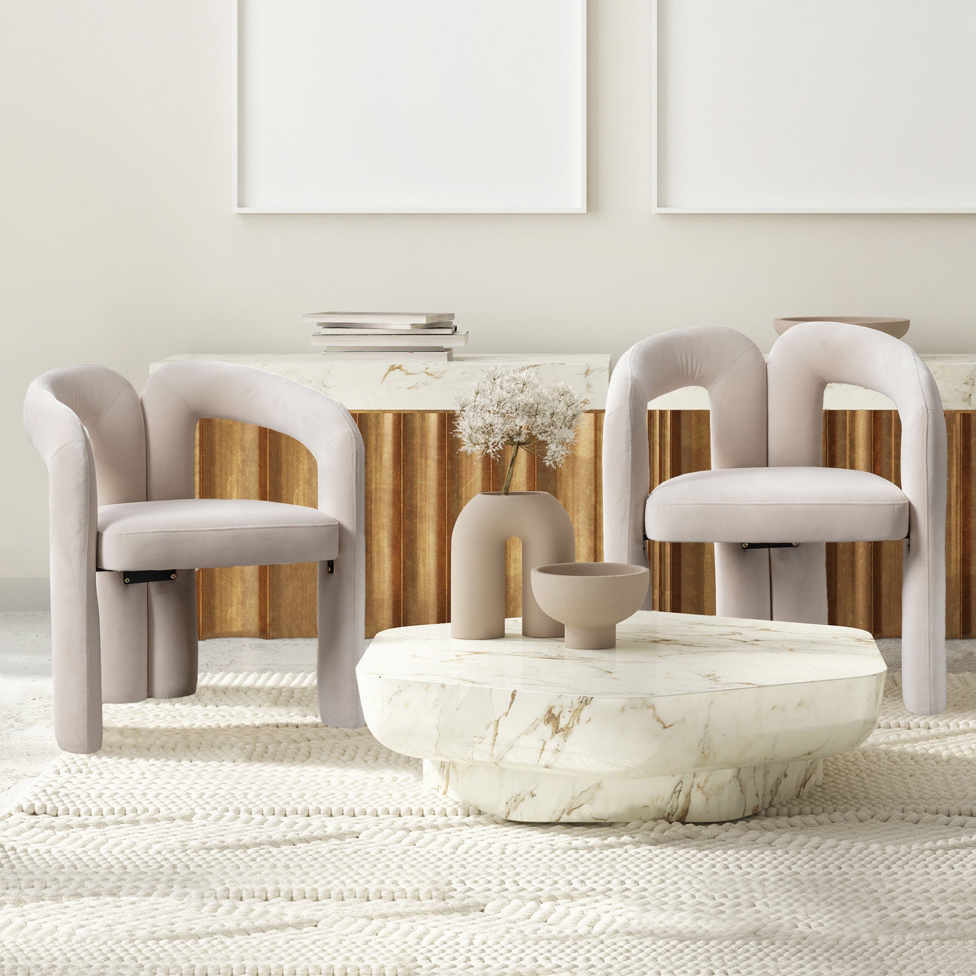Velvet Dining Chairs - Modern Design, Upholstered, 2-Piece Set