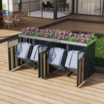 Garbage Can Enclosure with Diamond Ventilation Holes, Lockable Four Doors and Planting Area, Metal