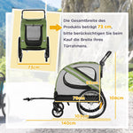 Dog Trailer & Stroller, 2-in-1, Reflectors, Oxford Fabric Green