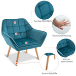 Armchair Wingback Recliner Raised Legs Scandinavian, Light Blue Velvet