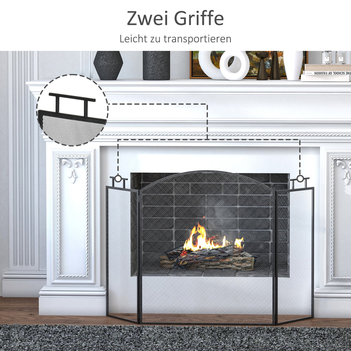 Fireplace Guard, Three-Part Foldable Spark, Iron