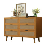 Chest of drawers 6 drawers with metal handles made of wood