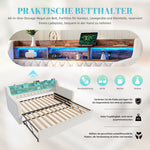Sofa Bed 90x190cm with Trundle, Storage & LED, Beige Velvet