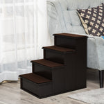 Pet Stairs, Dog/Cat Entry Aid, Carpeted MDF, Dark Brown