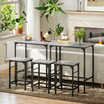Bar Table Set with Bar Stools, 2 Chairs, Grey