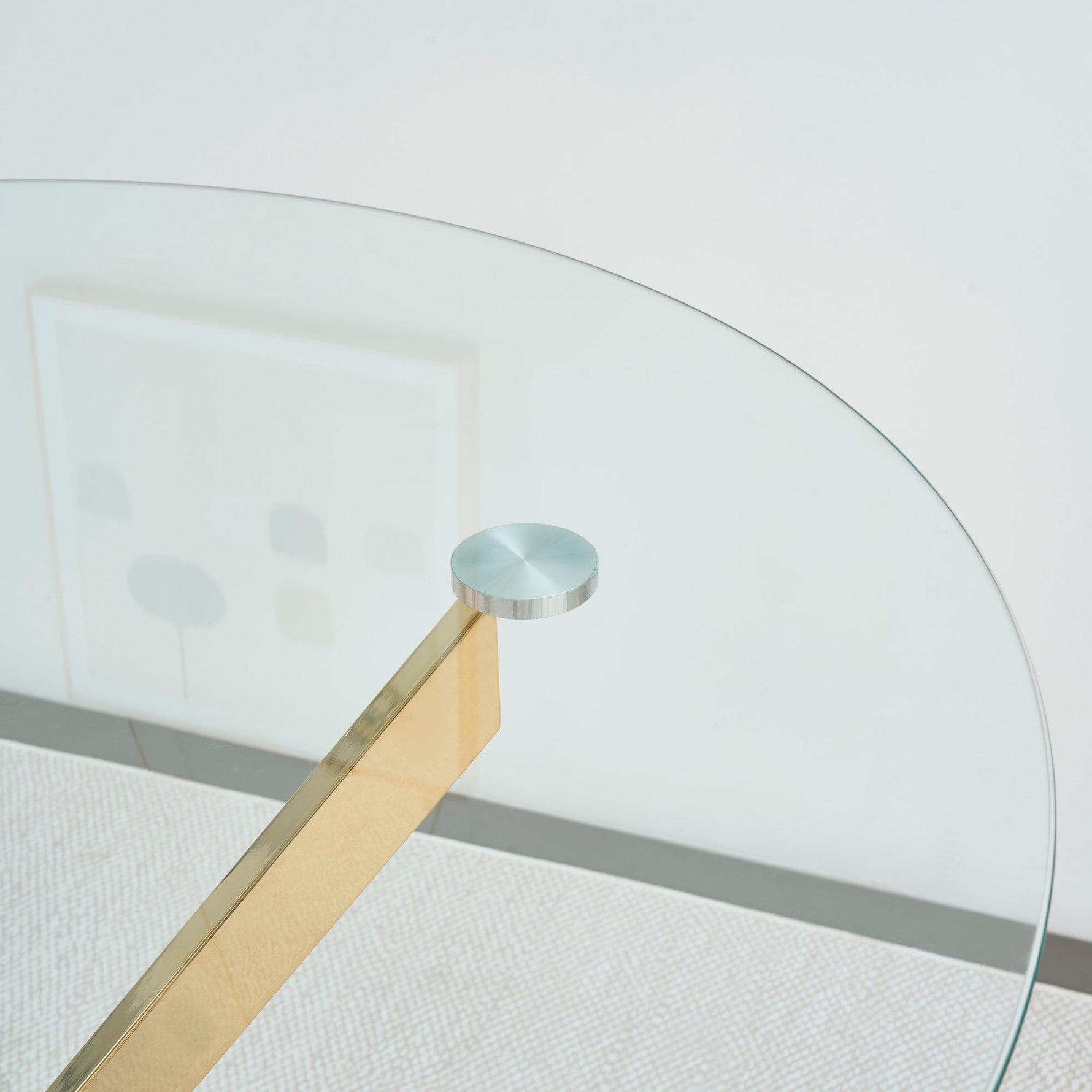 Dining Table Round Tempered Glass Top Gold Legs 80x80x76cm